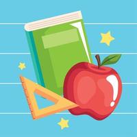book and apple with rule vector