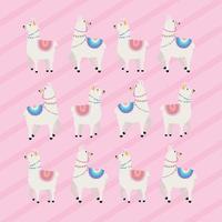 twelve llamas animals pattern vector