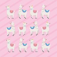 twelve llamas animals pattern vector