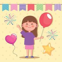 girl with birthday balloon helium vector