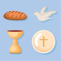 four first communion icons vector