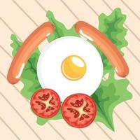 egg fried with sausages vector