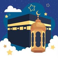 mecca and golden lamp vector