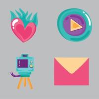 four vlog media icons vector