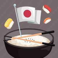 yoshoku comida japonesa con bandera vector