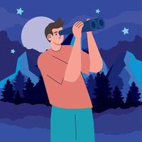 man search at night vector