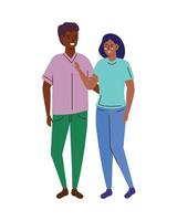 young afro couple vector