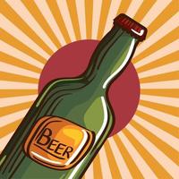 beer bottle in sunburst vector