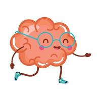 genio cerebro corriendo kawaii vector