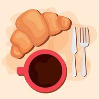 croissant with coffee vector