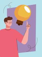 creative man with idea bulb vector