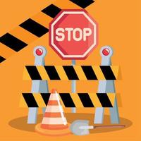 construction stop signal and shovel vector