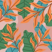 orange and green leafs pattern vector