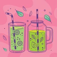 lemon and avocado detox drinks vector