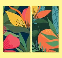 fruits and flowers patterns vector