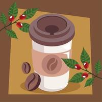 coffee Isometric pot and grains vector