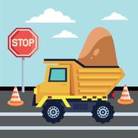 construction stop signal and dump vector