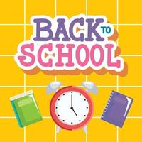 back to school lettering with alarm vector