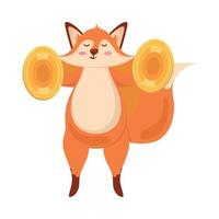 cute fox playing cymbals vector