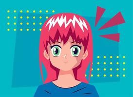 anime girl with red hair vector