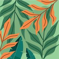 green and orange leafs pattern vector