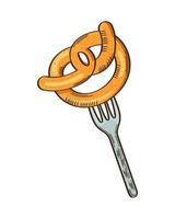 pretzel en tenedor vector