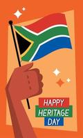 happy heritage day lettering and flag vector