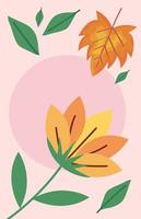 flowers yellow in circular frame vector