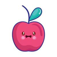 manzana fruta estilo kawaii vector