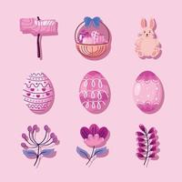 icons easter day with eggs vector