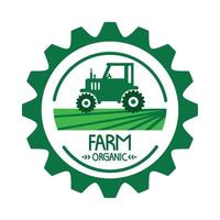 sello de tractor orgánico de granja vector