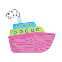 pink steam boat vector