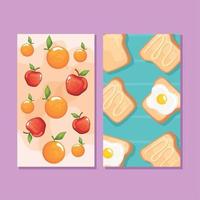 two breakfast food patterns vector