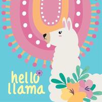 sweet llama with lettering vector