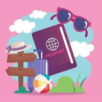 passport and travel icons vector