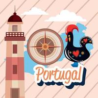 portugal lettering with rooster vector