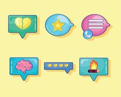 six social media icons vector