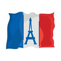 bandera de francia con la torre eiffel vector