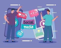 boys using social media vector