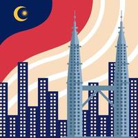 petronas towers and buildings vector