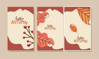 hola plantillas de letras de otoño vector