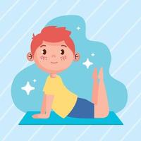 personaje de yoga de niño pequeño vector