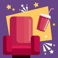 cinema chair with soda vector