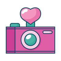 camera with heart love vector