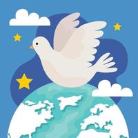 peace dove with earth vector