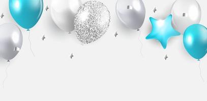 ilustración de fondo de globos de feliz cumpleaños brillante foto