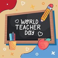 world teachers day in blackboard vector