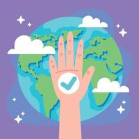 voter hand with earth planet vector