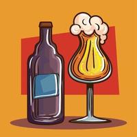 beer bottle and cup vector