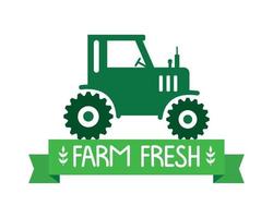 farm fresh tractor emblem vector